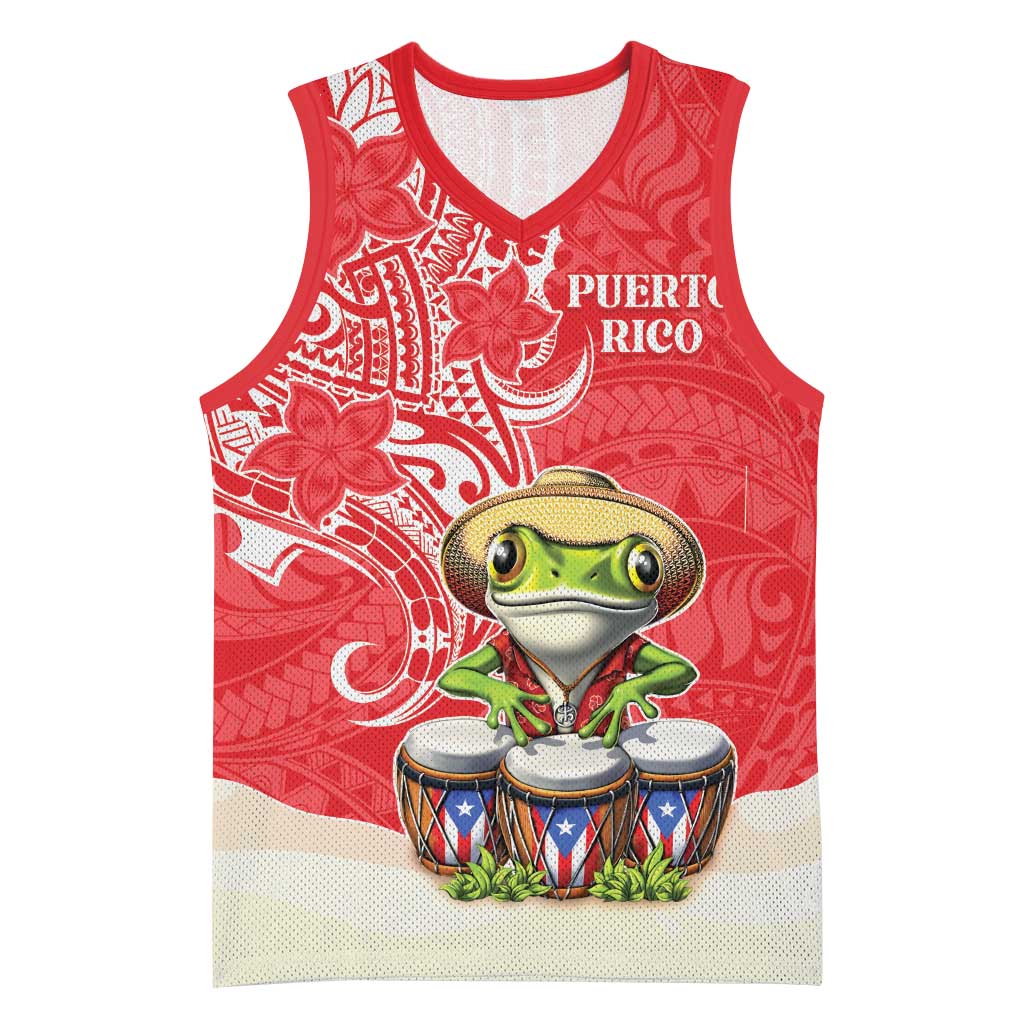 Personalized Puerto Rico Basketball Jersey Coqui Frog With Polynesian Pattern - Polynesian Pride