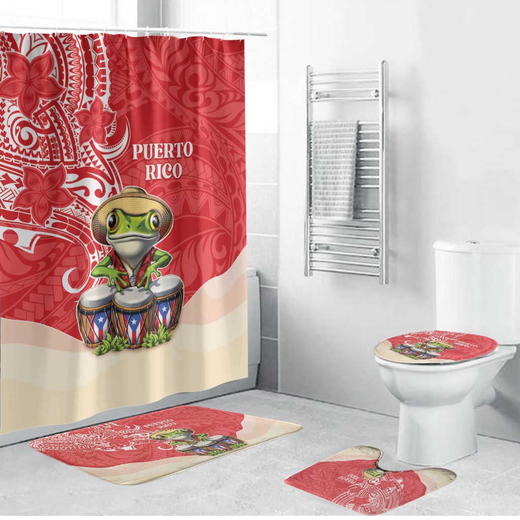 Puerto Rico Bathroom Set Coqui Frog With Polynesian Pattern - Polynesian Pride