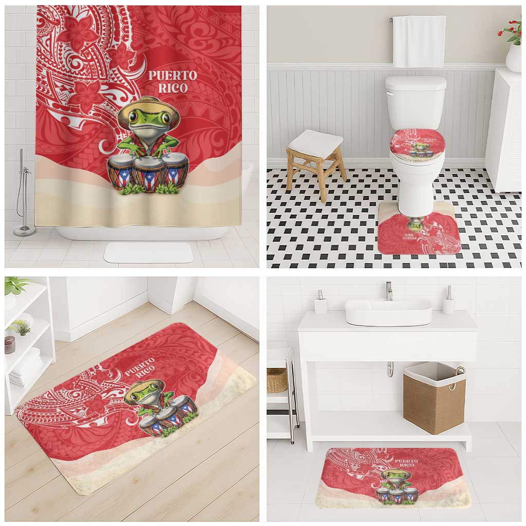Puerto Rico Bathroom Set Coqui Frog With Polynesian Pattern - Polynesian Pride