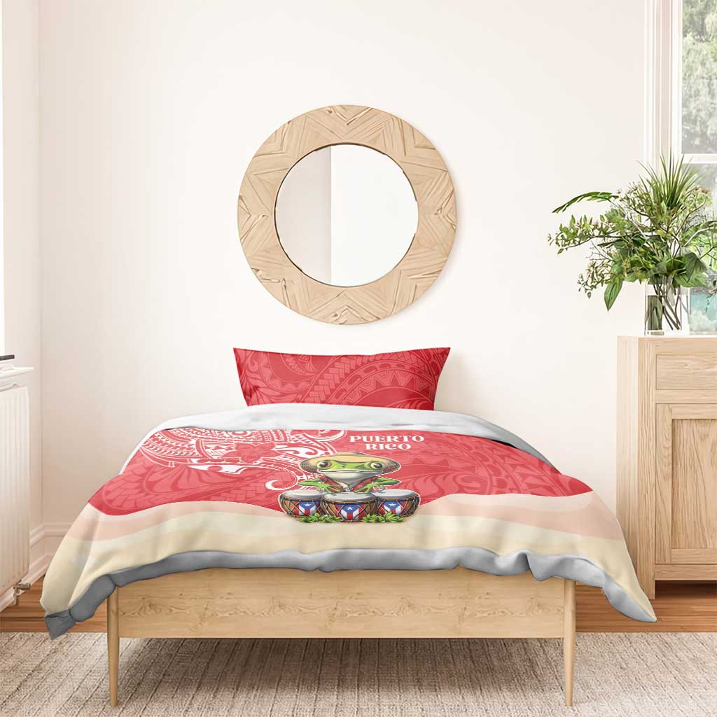 Puerto Rico Bedding Set Coqui Frog With Polynesian Pattern - Polynesian Pride