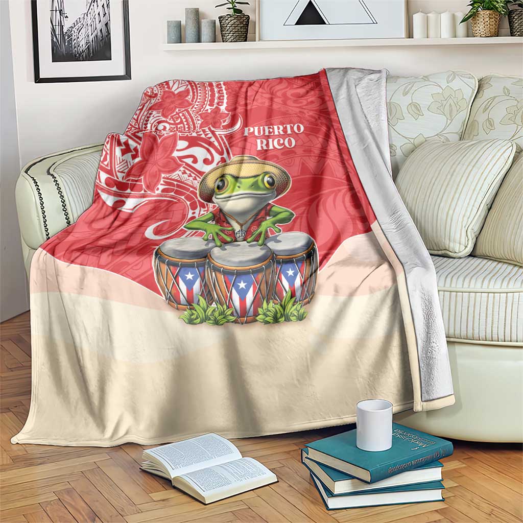 Puerto Rico Blanket Coqui Frog With Polynesian Pattern - Polynesian Pride