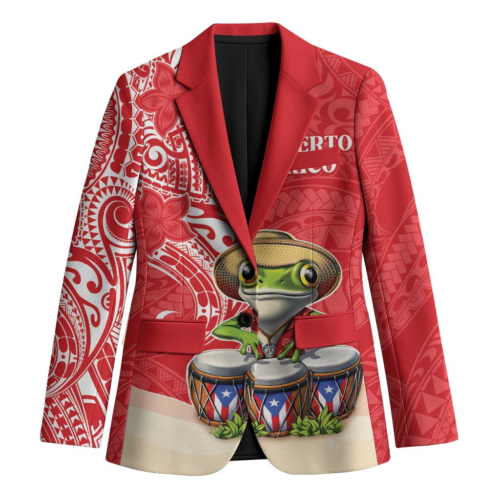 Personalized Puerto Rico Blazer Coqui Frog With Polynesian Pattern - Polynesian Pride