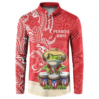 Personalized Puerto Rico Button Sweatshirt Coqui Frog With Polynesian Pattern - Polynesian Pride