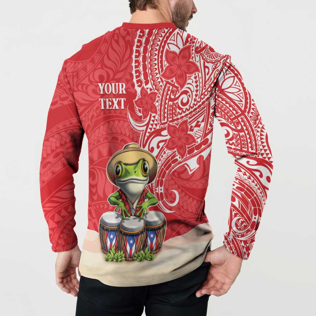 Personalized Puerto Rico Button Sweatshirt Coqui Frog With Polynesian Pattern - Polynesian Pride