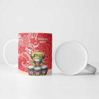 Personalized Puerto Rico Ceramic Mug Coqui Frog With Polynesian Pattern - Polynesian Pride