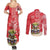 Personalized Puerto Rico Couples Matching Summer Maxi Dress and Long Sleeve Button Shirt Coqui Frog With Polynesian Pattern - Polynesian Pride
