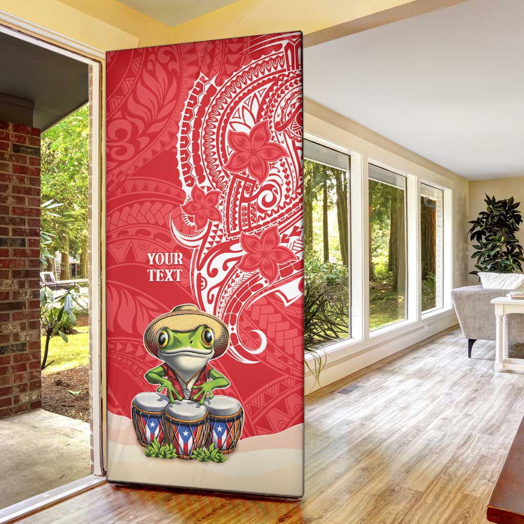 Puerto Rico Door Cover Coqui Frog With Polynesian Pattern - Polynesian Pride