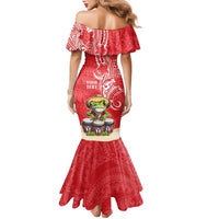 Personalized Puerto Rico Family Matching Mermaid Dress and Hawaiian Shirt Coqui Frog With Polynesian Pattern - Polynesian Pride