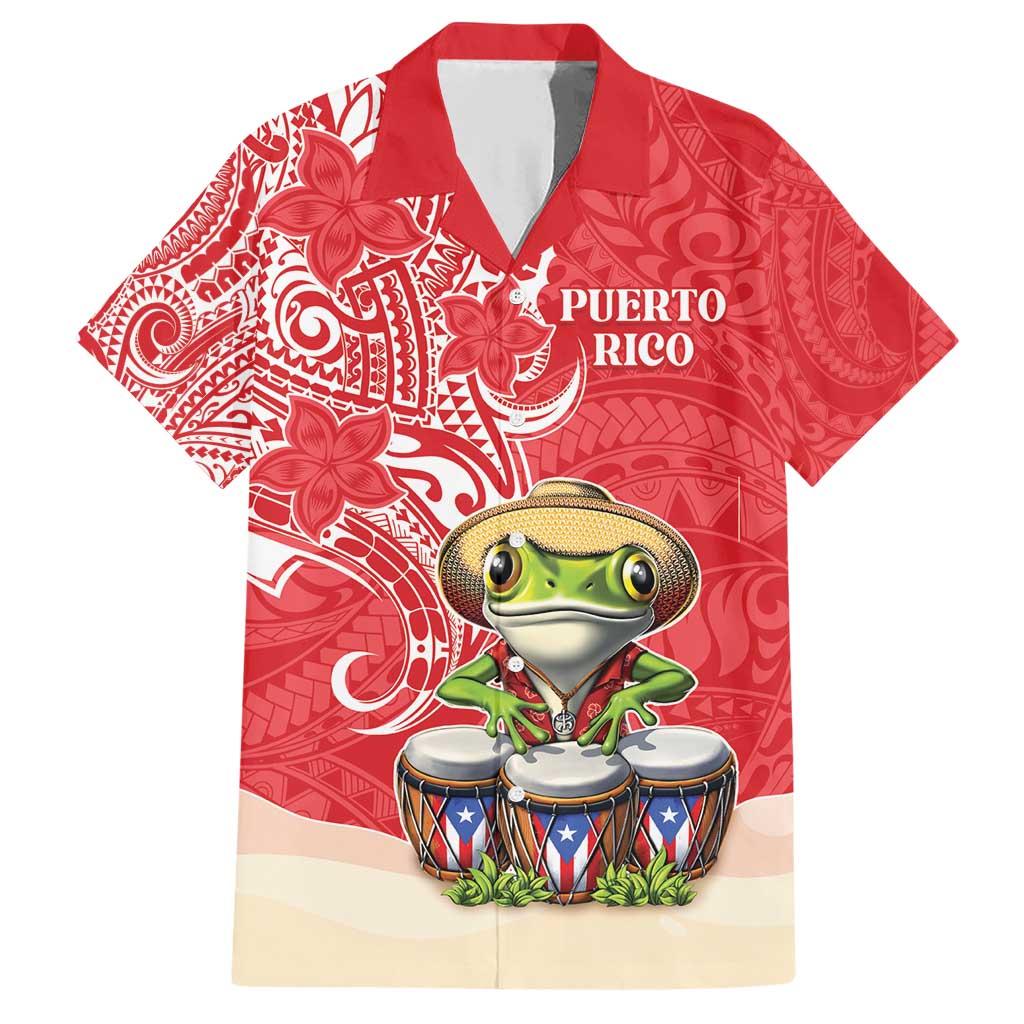 Personalized Puerto Rico Family Matching Short Sleeve Bodycon Dress and Hawaiian Shirt Coqui Frog With Polynesian Pattern - Polynesian Pride