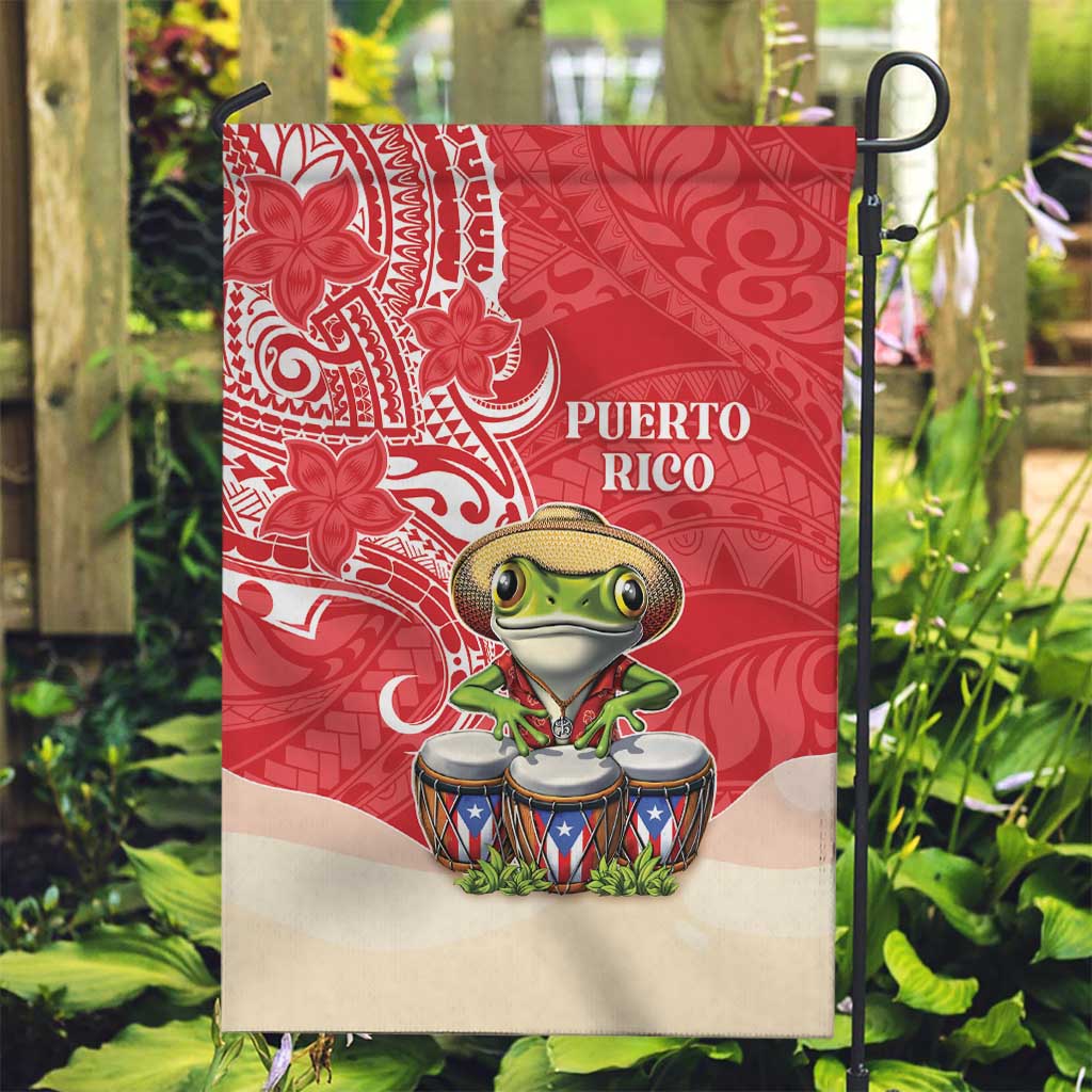 Puerto Rico Garden Flag Coqui Frog With Polynesian Pattern - Polynesian Pride