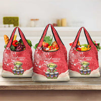 Puerto Rico Grocery Bag Coqui Frog With Polynesian Pattern - Polynesian Pride