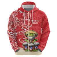 Personalized Puerto Rico Hoodie Coqui Frog With Polynesian Pattern - Polynesian Pride