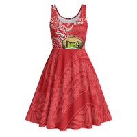 Personalized Puerto Rico Midi Dress Coqui Frog With Polynesian Pattern - Polynesian Pride