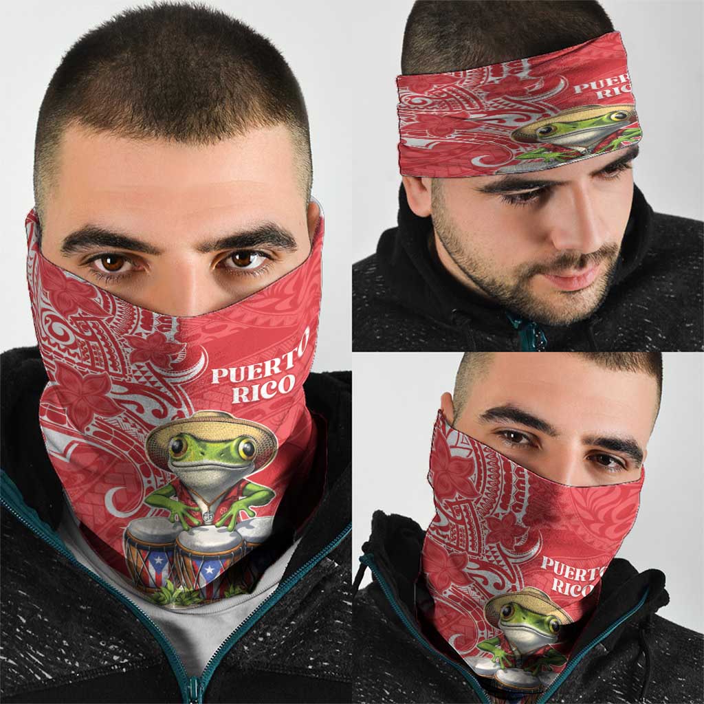 Puerto Rico Neck Gaiter Coqui Frog With Polynesian Pattern - Polynesian Pride