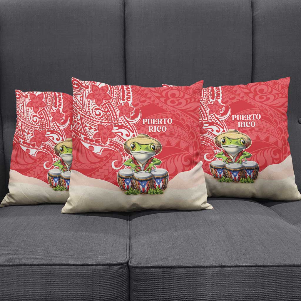 Puerto Rico Pillow Cover Coqui Frog With Polynesian Pattern - Polynesian Pride