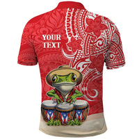 Personalized Puerto Rico Polo Shirt Coqui Frog With Polynesian Pattern - Polynesian Pride