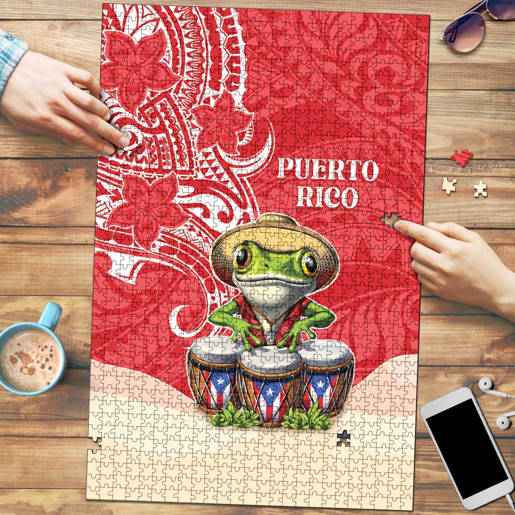 Puerto Rico Puzzle Coqui Frog With Polynesian Pattern - Polynesian Pride