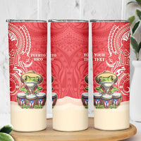 Personalized Puerto Rico Skinny Tumbler Coqui Frog With Polynesian Pattern - Polynesian Pride