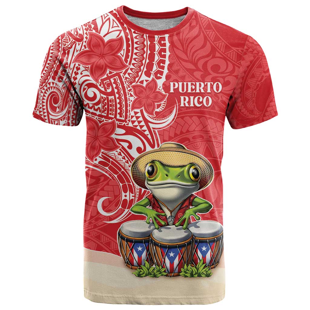 Personalized Puerto Rico T Shirt Coqui Frog With Polynesian Pattern - Polynesian Pride