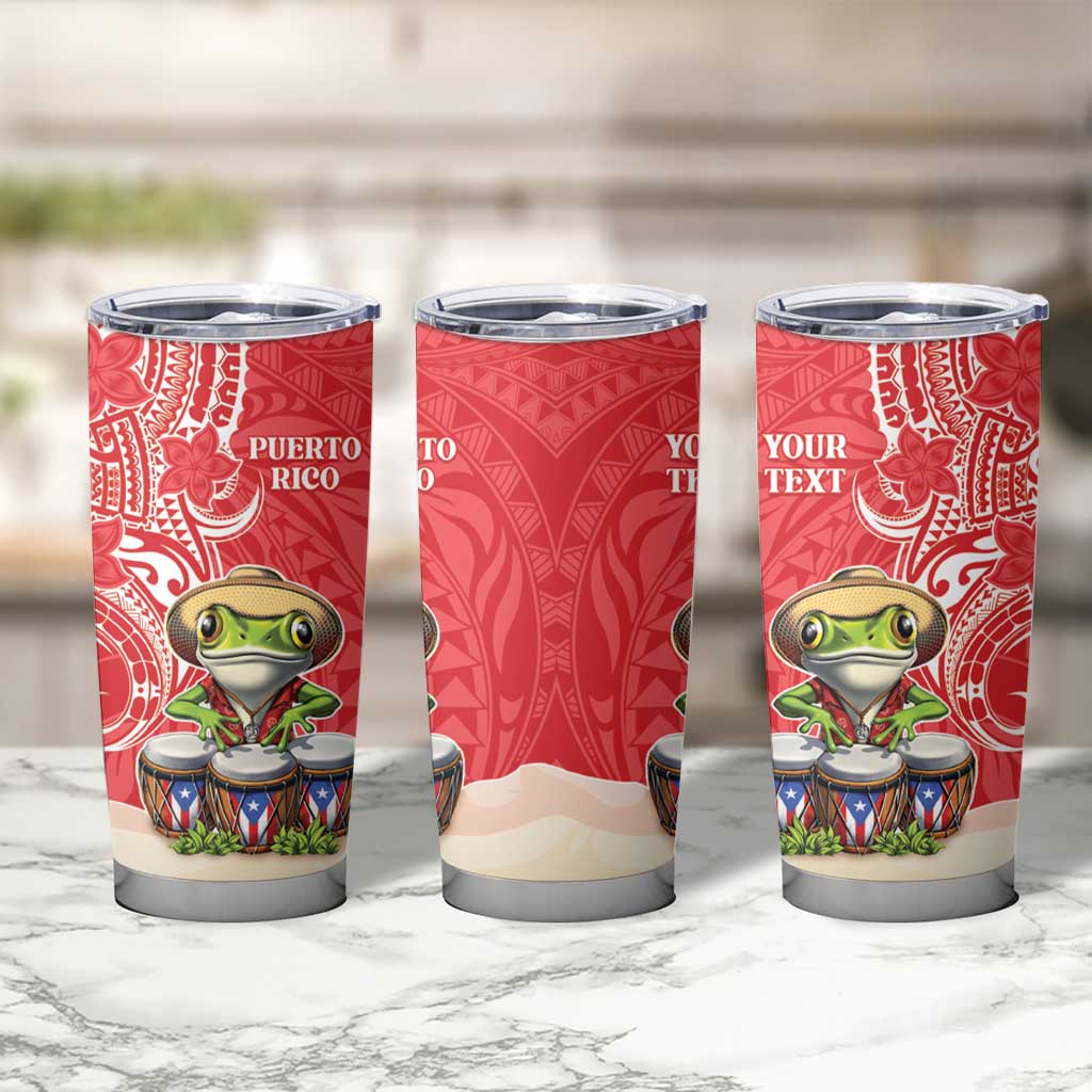 Personalized Puerto Rico Tumbler Cup Coqui Frog With Polynesian Pattern - Polynesian Pride
