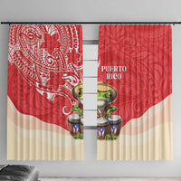 Puerto Rico Window Curtain Coqui Frog With Polynesian Pattern - Polynesian Pride
