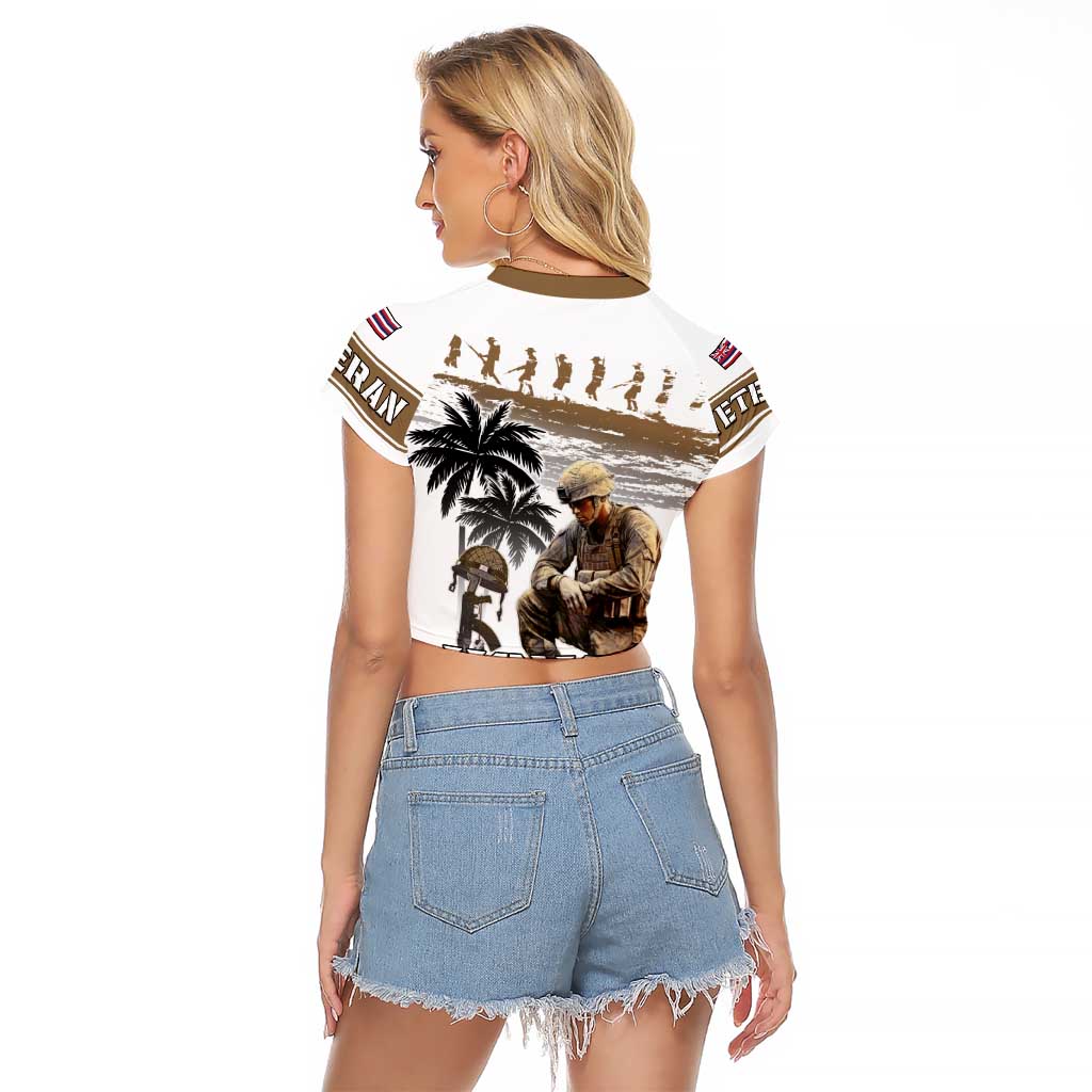 Hawaii Veterans Day Raglan Cropped T Shirt Honor The Fallen Flag Grunge Style