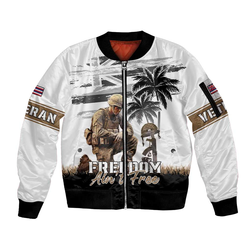 Hawaii Veterans Day Sleeve Zip Bomber Jacket Honor The Fallen Flag Grunge Style