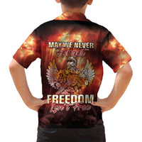 Hawaii Veterans Day Family Matching Off The Shoulder Long Sleeve Dress and Hawaiian Shirt May We Never Forget Freedom Isn't Free