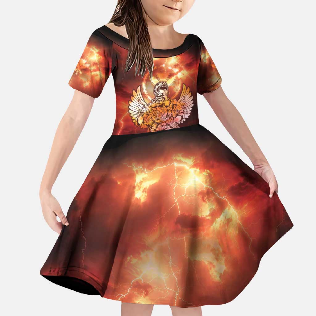 Hawaii Veterans Day Family Matching Off Shoulder Maxi Dress and Hawaiian Shirt May We Never Forget Freedom Isn't Free LT05 Daughter's Dress Red - Polynesian Pride