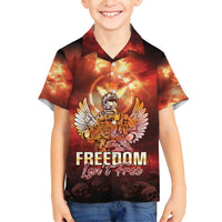 Hawaii Veterans Day Family Matching Off Shoulder Maxi Dress and Hawaiian Shirt May We Never Forget Freedom Isn't Free LT05 Son's Shirt Red - Polynesian Pride