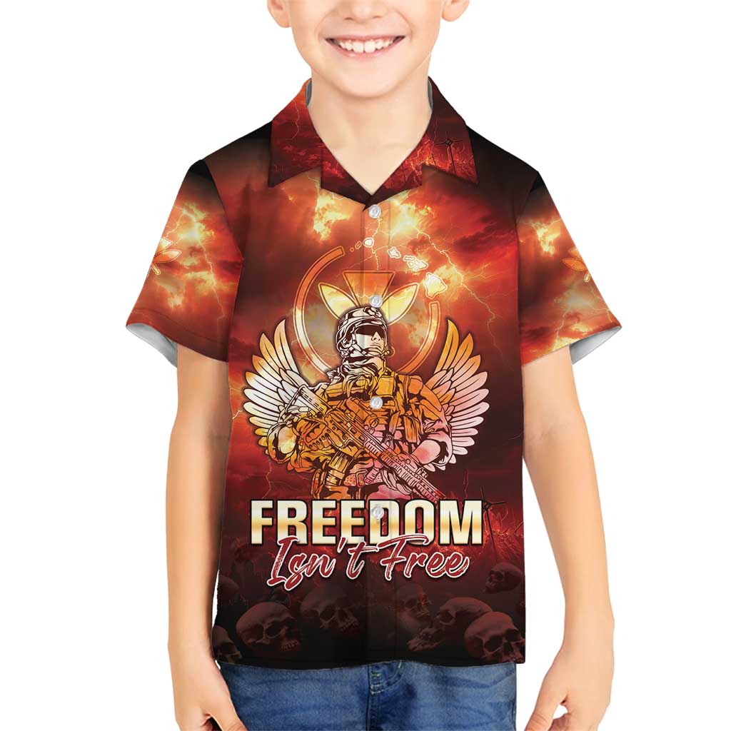 Hawaii Veterans Day Family Matching Puletasi and Hawaiian Shirt May We Never Forget Freedom Isn't Free