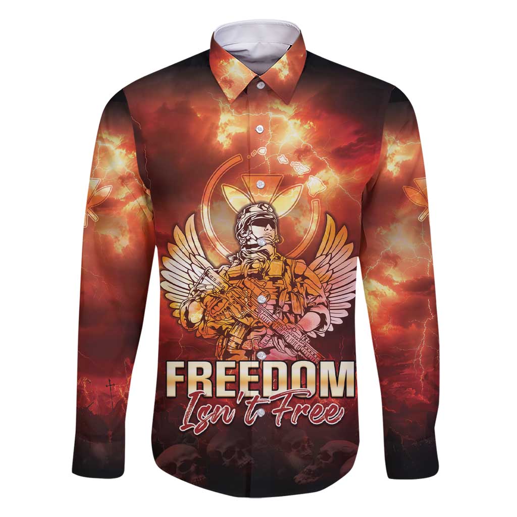 Hawaii Veterans Day Family Matching Short Sleeve Bodycon Dress and Hawaiian Shirt May We Never Forget Freedom Isn't Free