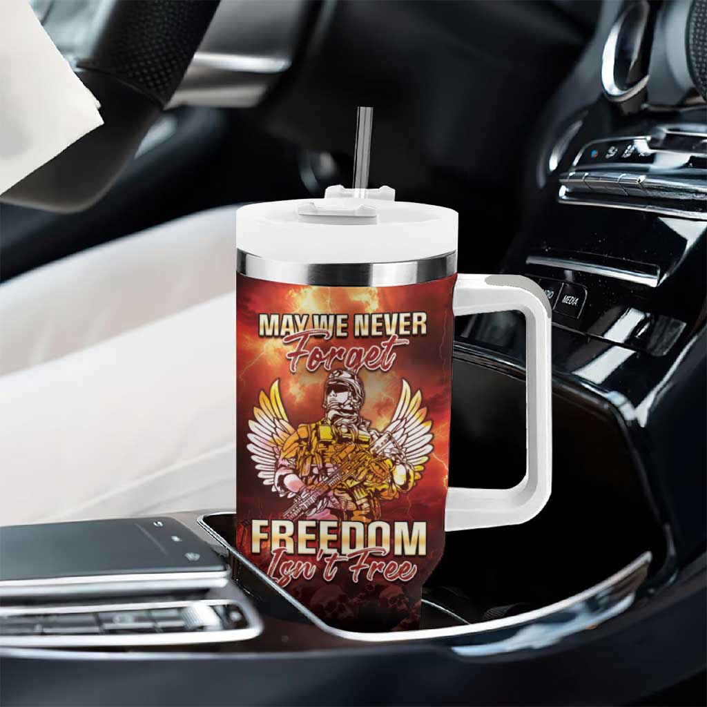 Hawaii Veterans Day Tumbler With Handle May We Never Forget Freedom Isn't Free