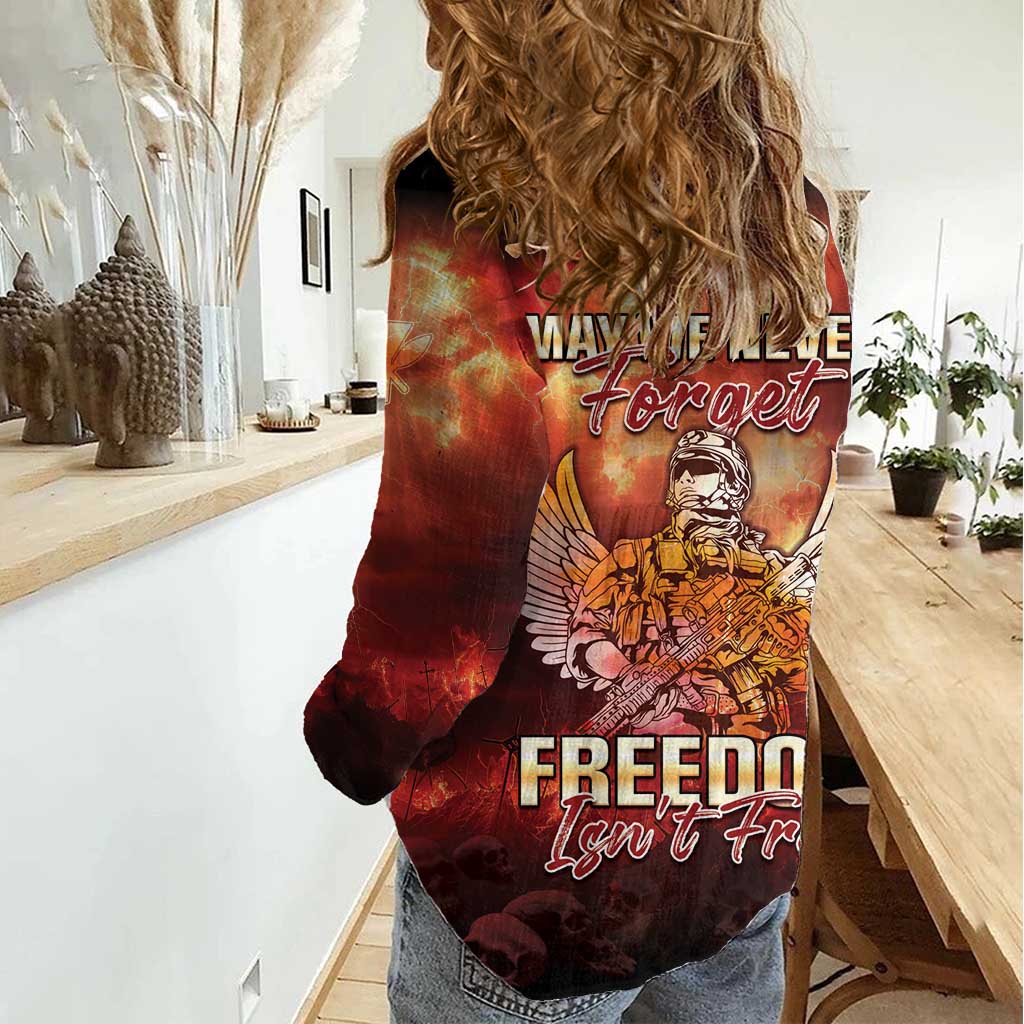 Hawaii Veterans Day Women Casual Shirt May We Never Forget Freedom Isn't Free