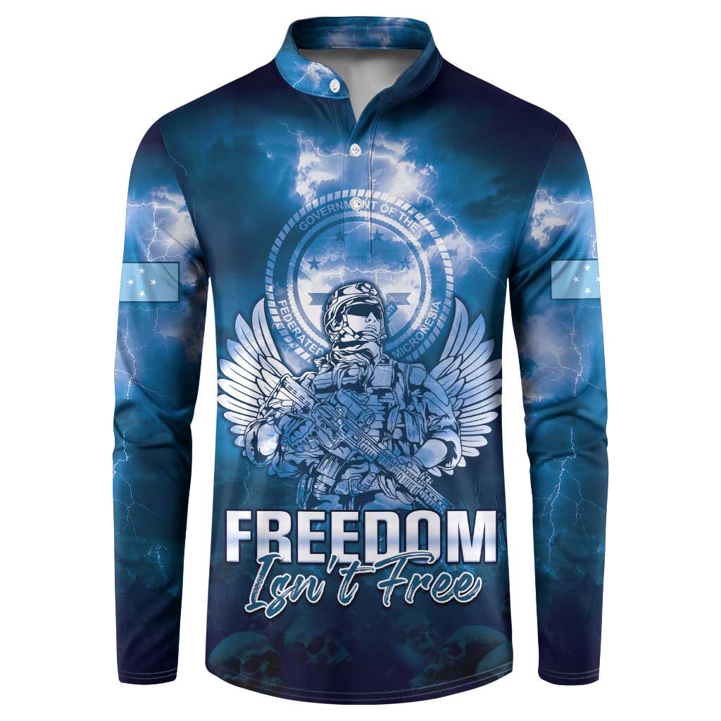 Federated States of Micronesia Veterans Day Button Sweatshirt May We Never Forget Freedom Isn't Free