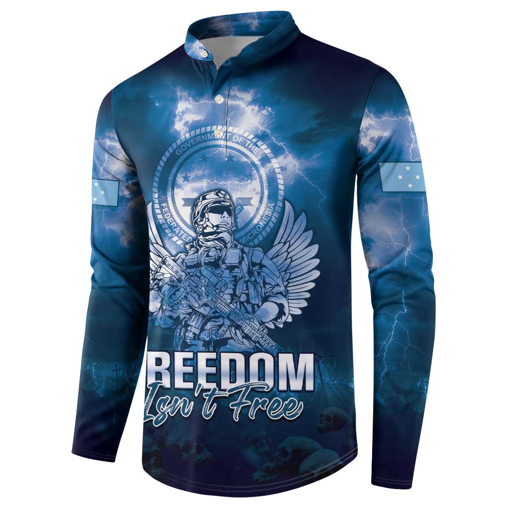 Federated States of Micronesia Veterans Day Button Sweatshirt May We Never Forget Freedom Isn't Free