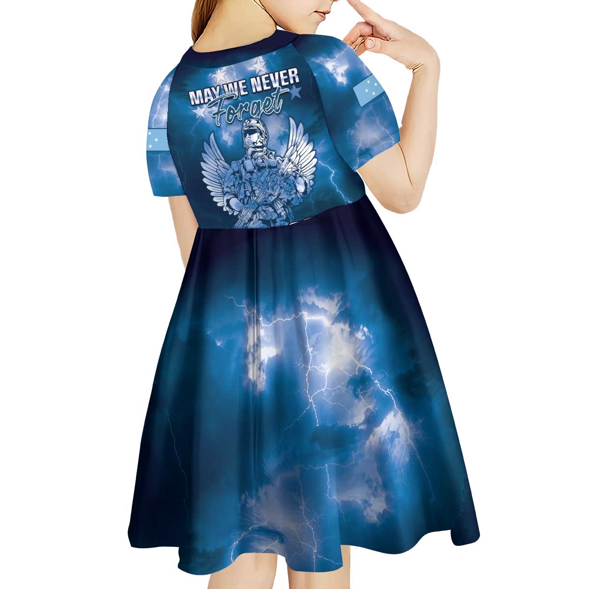 Federated States of Micronesia Veterans Day Kid Short Sleeve Dress May We Never Forget Freedom Isn't Free
