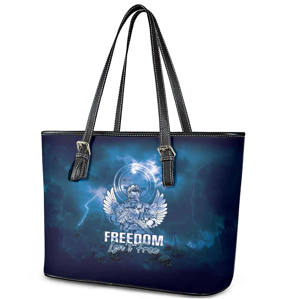 Federated States of Micronesia Veterans Day Leather Tote Bag May We Never Forget Freedom Isn't Free