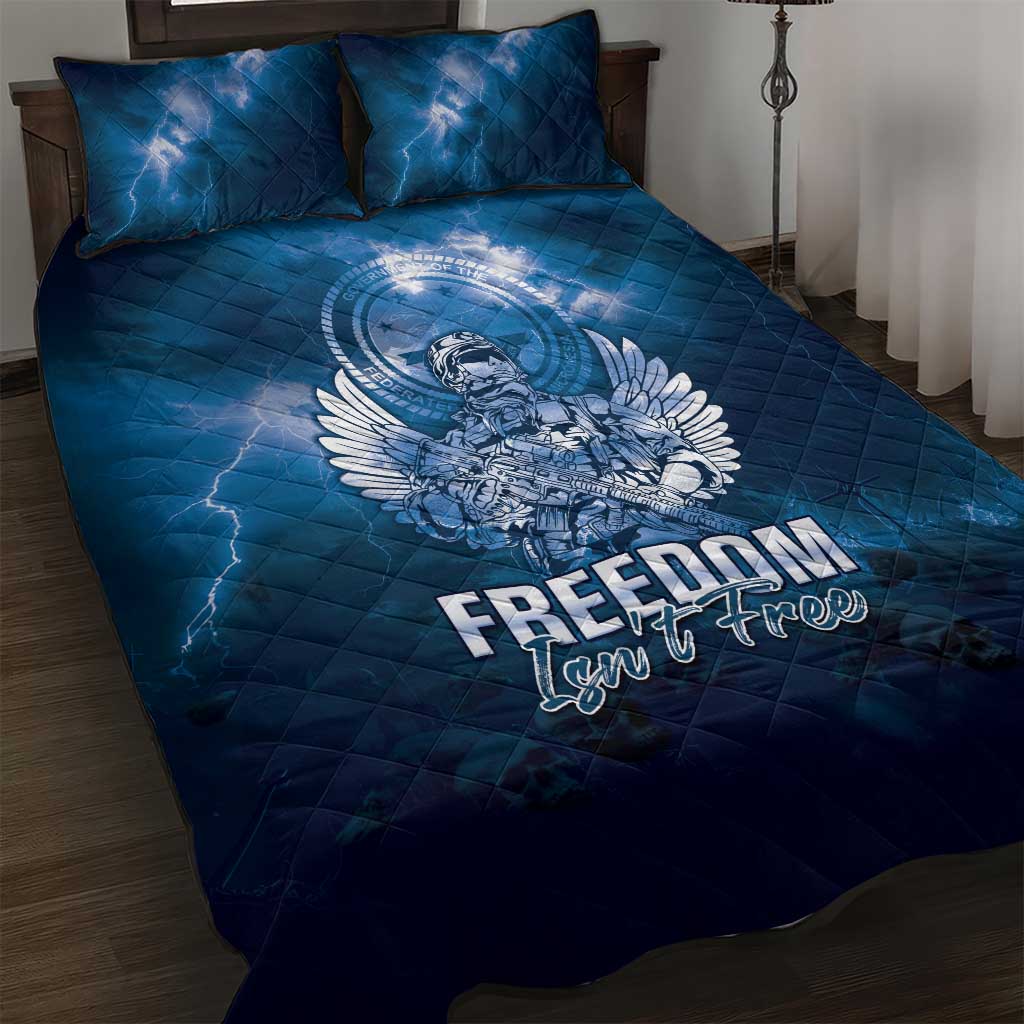 Federated States of Micronesia Veterans Day Quilt Bed Set May We Never Forget Freedom Isn't Free