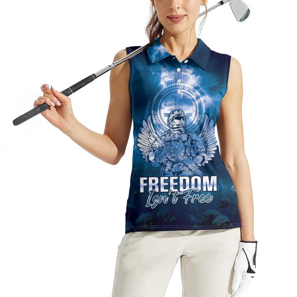 Federated States of Micronesia Veterans Day Women Sleeveless Polo Shirt May We Never Forget Freedom Isn't Free