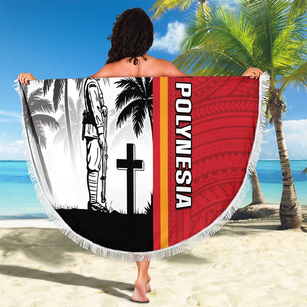 French Polynesia Armistice Day Beach Blanket Lest We Forget Flag Style