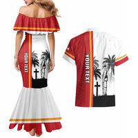French Polynesia Armistice Day Couples Matching Mermaid Dress and Hawaiian Shirt Lest We Forget Flag Style