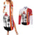 French Polynesia Armistice Day Couples Matching Summer Maxi Dress and Long Sleeve Button Shirt Lest We Forget Flag Style