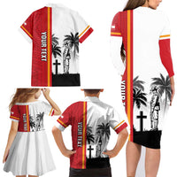 French Polynesia Armistice Day Family Matching Long Sleeve Bodycon Dress and Hawaiian Shirt Lest We Forget Flag Style LT05 - Polynesian Pride
