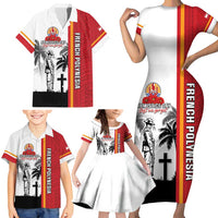 French Polynesia Armistice Day Family Matching Short Sleeve Bodycon Dress and Hawaiian Shirt Lest We Forget Flag Style LT05 - Polynesian Pride