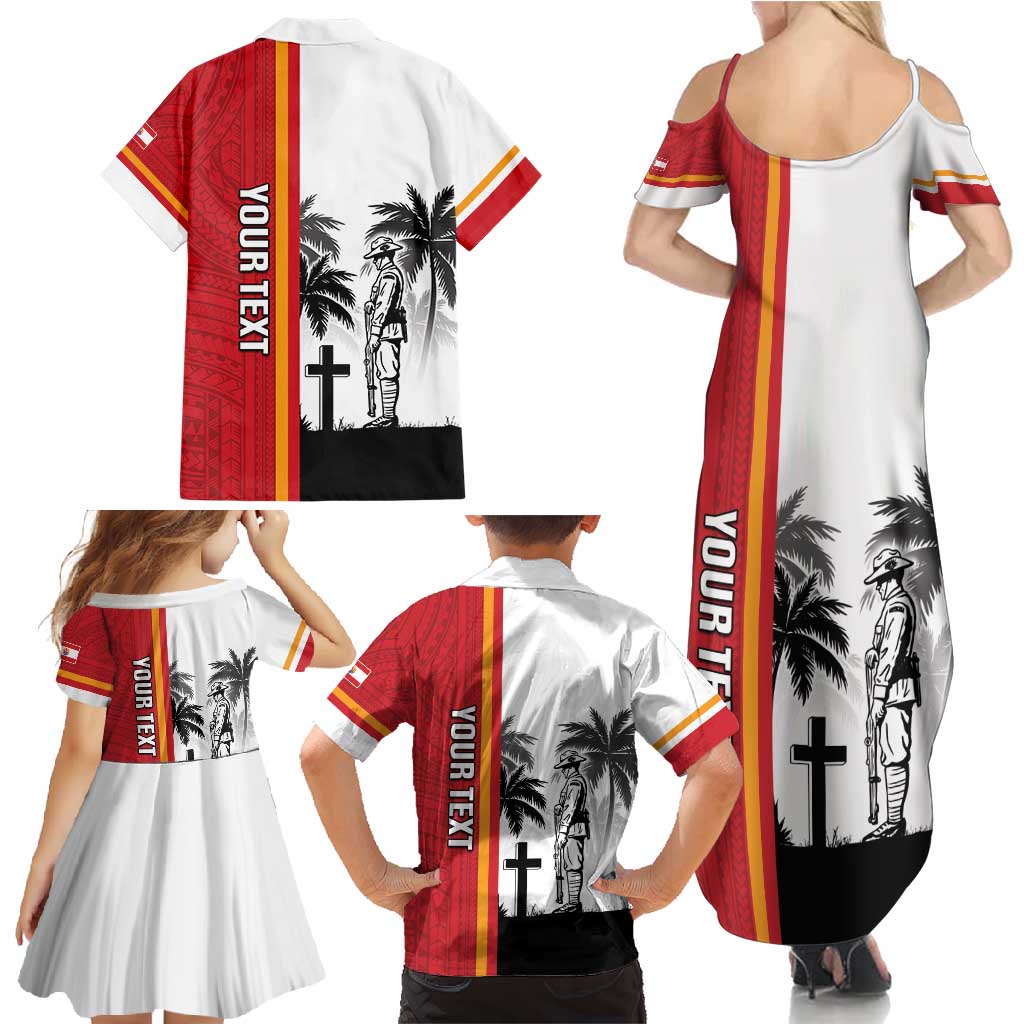 French Polynesia Armistice Day Family Matching Summer Maxi Dress and Hawaiian Shirt Lest We Forget Flag Style