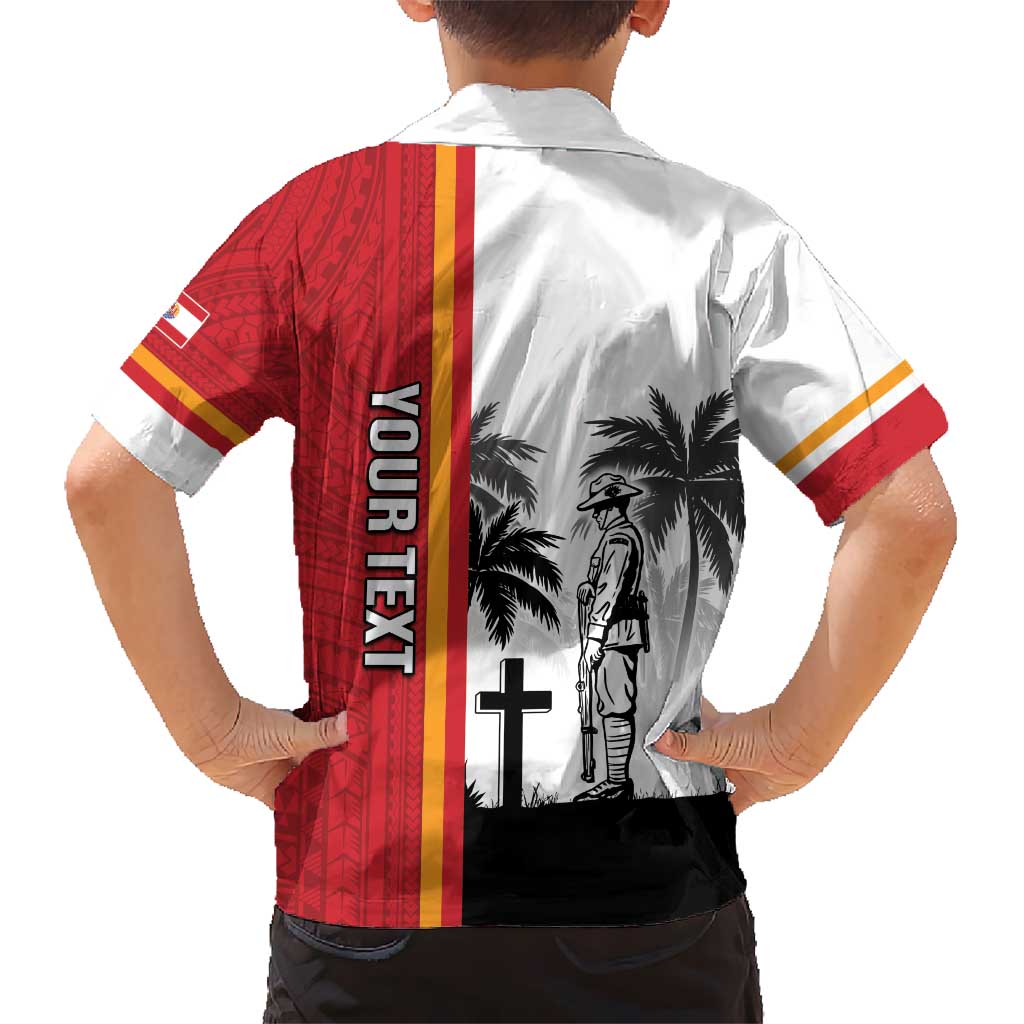 French Polynesia Armistice Day Kid Hawaiian Shirt Lest We Forget Flag Style
