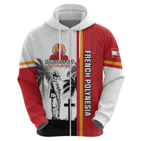 French Polynesia Armistice Day Zip Hoodie Lest We Forget Flag Style