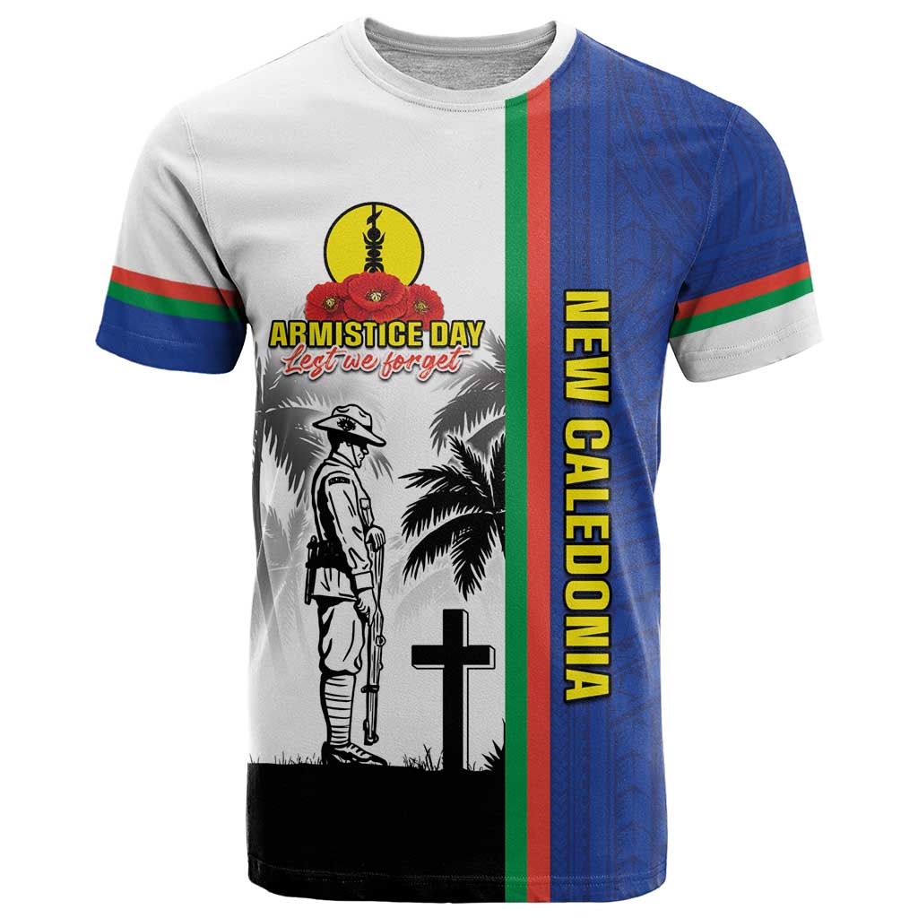 New Caledonia Armistice Day T Shirt Lest We Forget Flag Style