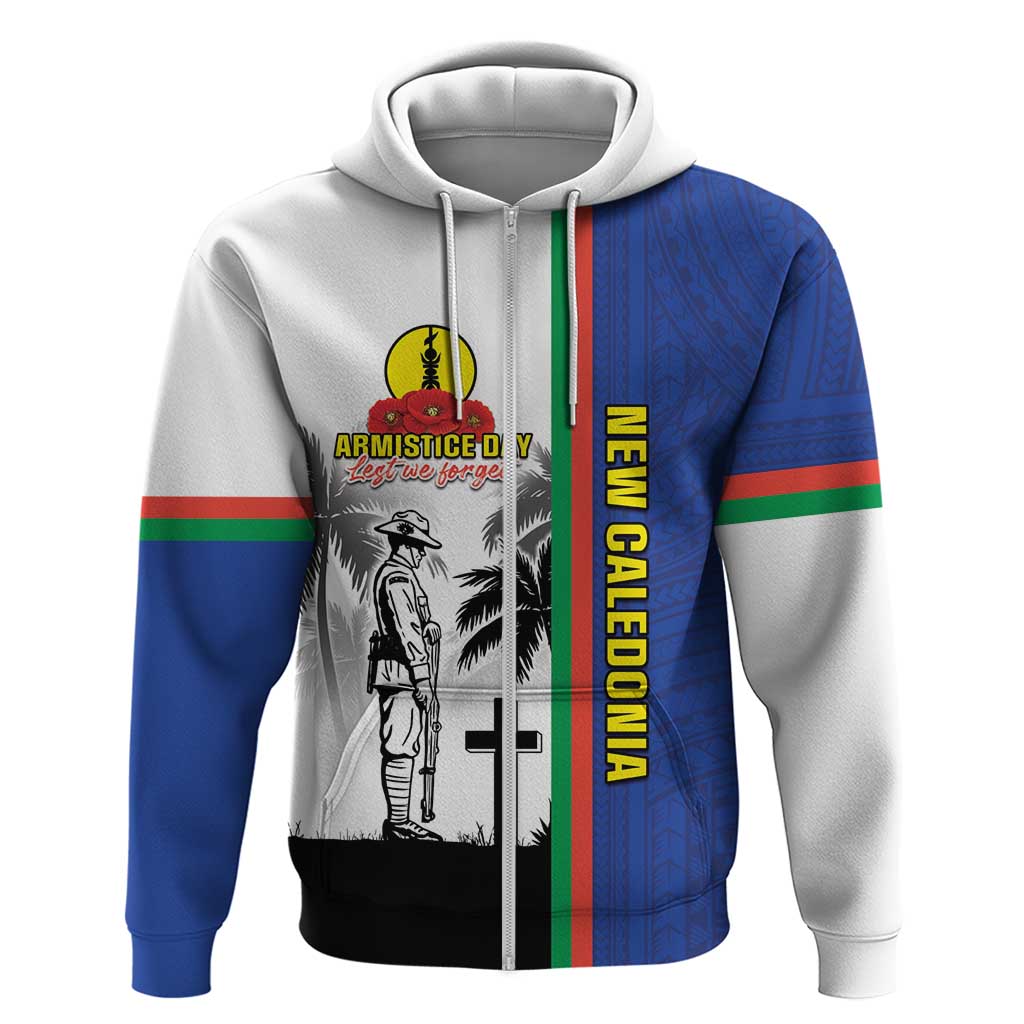 New Caledonia Armistice Day Zip Hoodie Lest We Forget Flag Style